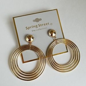 Spring Street Gold Dangle Hoop Earrings